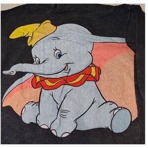Disney Dumbo Graphic Hoodie Charcoal Wash Fleece Lined Pullover Sweatshirt MD